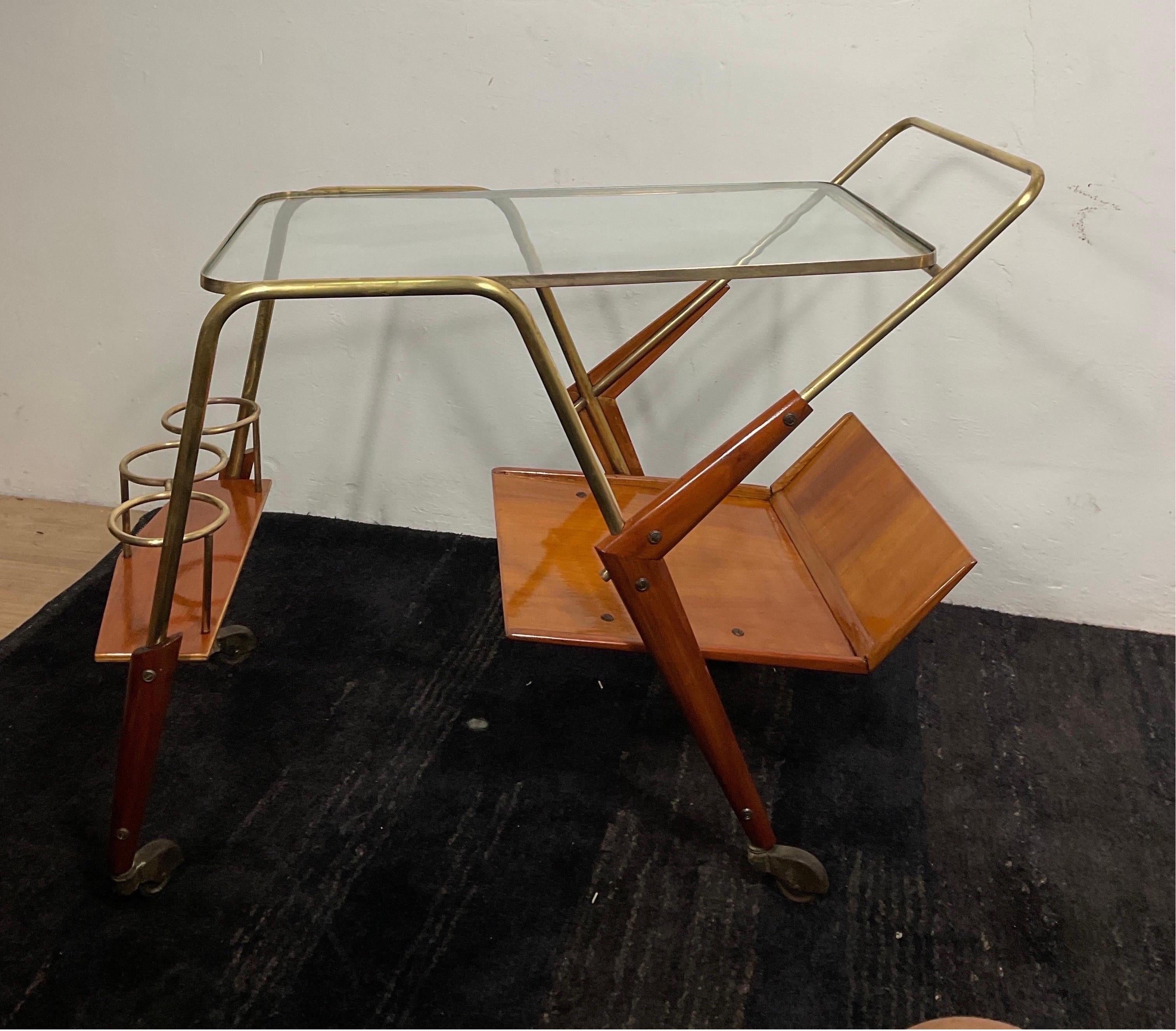 Mid-20th Century 50's food trolly attributable to Cesare Lacca For Sale