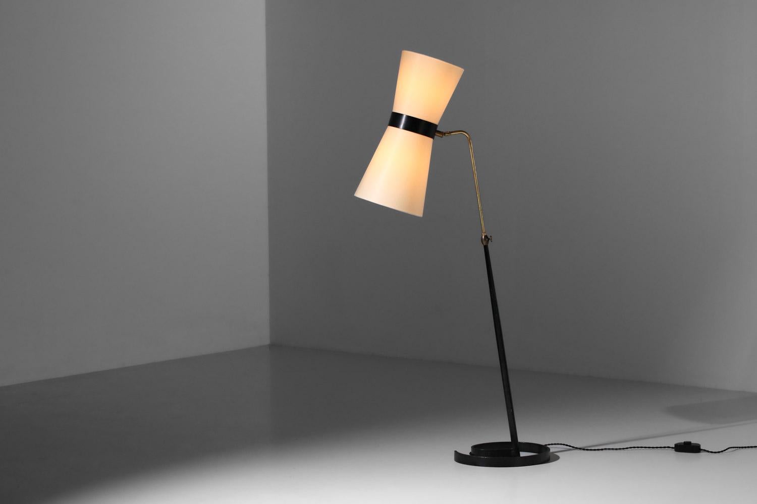 50er Jahre französische Stehlampe mit Diabolo-Schirm im Zustand „Gut“ im Angebot in Ternay, Auvergne-Rhône-Alpes