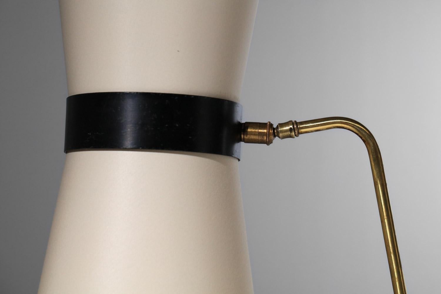 50er Jahre französische Stehlampe mit Diabolo-Schirm (Metall) im Angebot