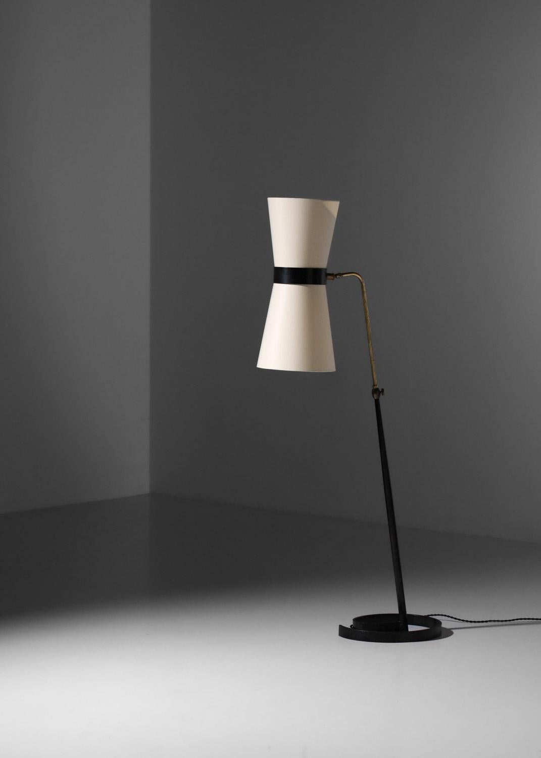 50er Jahre französische Stehlampe mit Diabolo-Schirm im Angebot 1