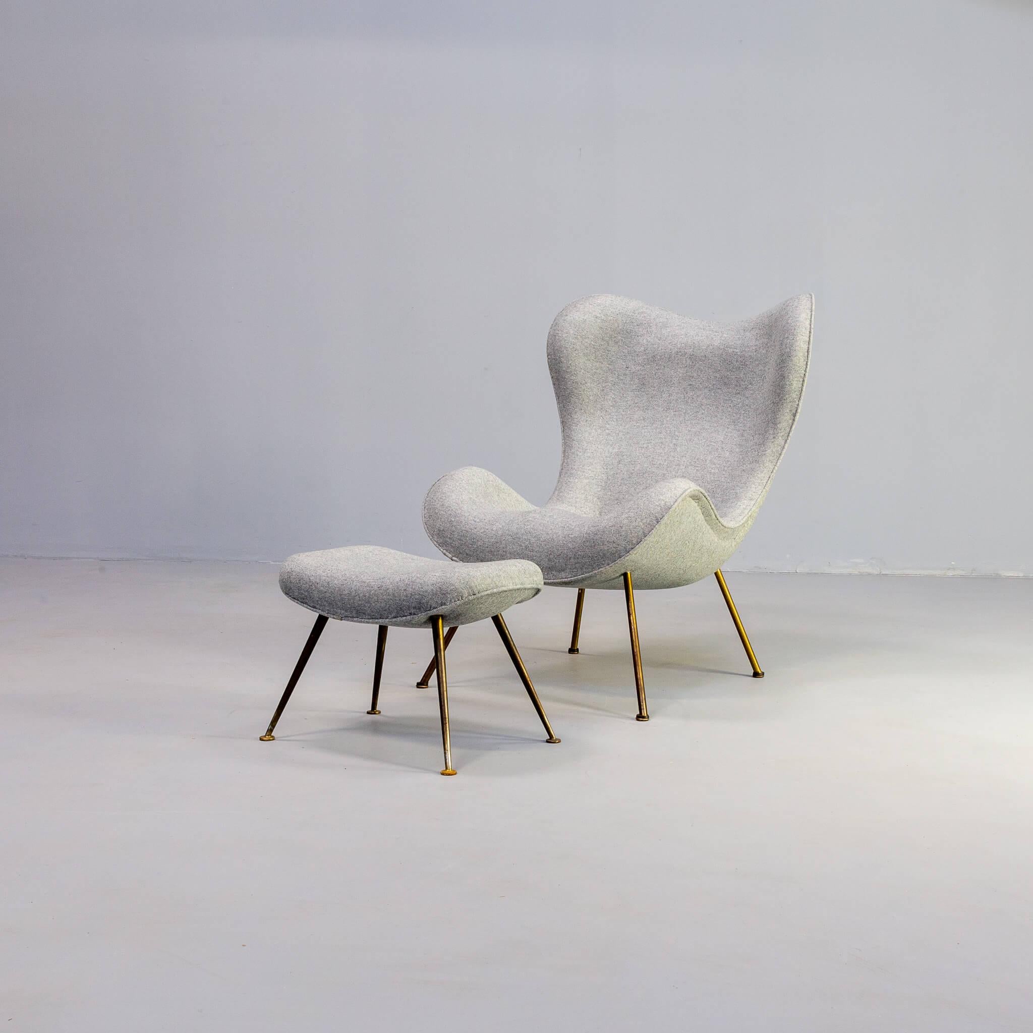 50er Jahre Fritz Neth 'madame' Lounge Fauteuil und Ottomane für Correcta (Moderne der Mitte des Jahrhunderts)