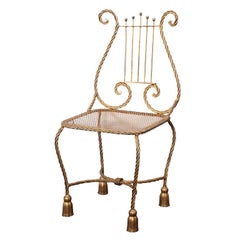 50's Gilded Decorator  Lira Metal Side Chair