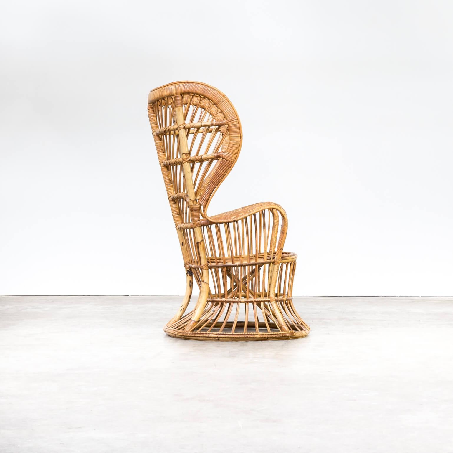 Italian Lio Carminati ‘Biancamano’ Wicker Chair for Pierantonio Bonacina For Sale