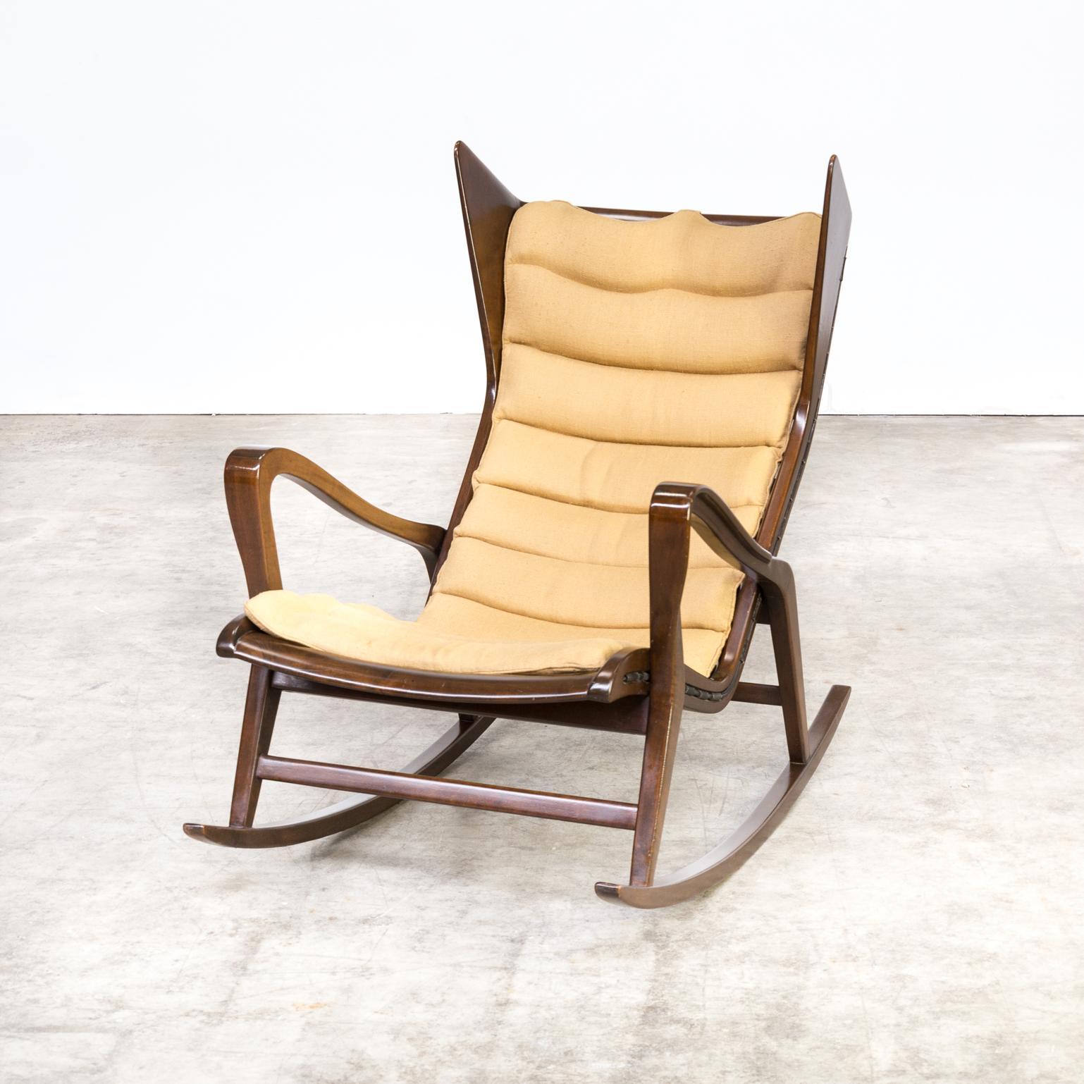 20th Century 1950s Gio Ponti, attributed, Model 572 Rocking Chair for Cassina For Sale