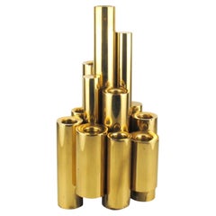Vintage 50s Gio Ponti Style Iconic Mid Century Modern Brass Minimalist Menorah Italy