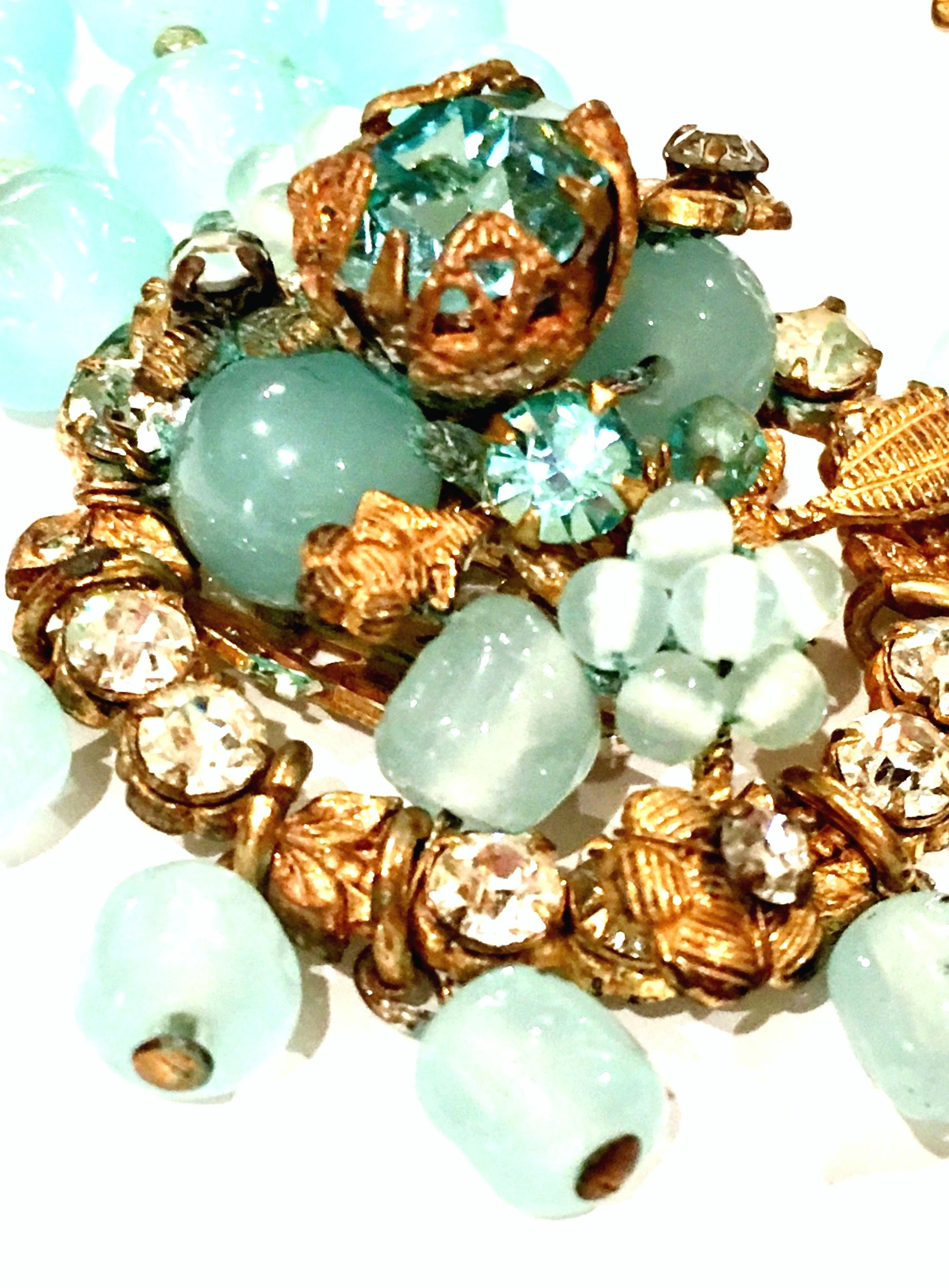 Women's or Men's 50'S Gold Austrian Glass Bead & Crystal Demi Parure By, Robert DeMario-Signed
