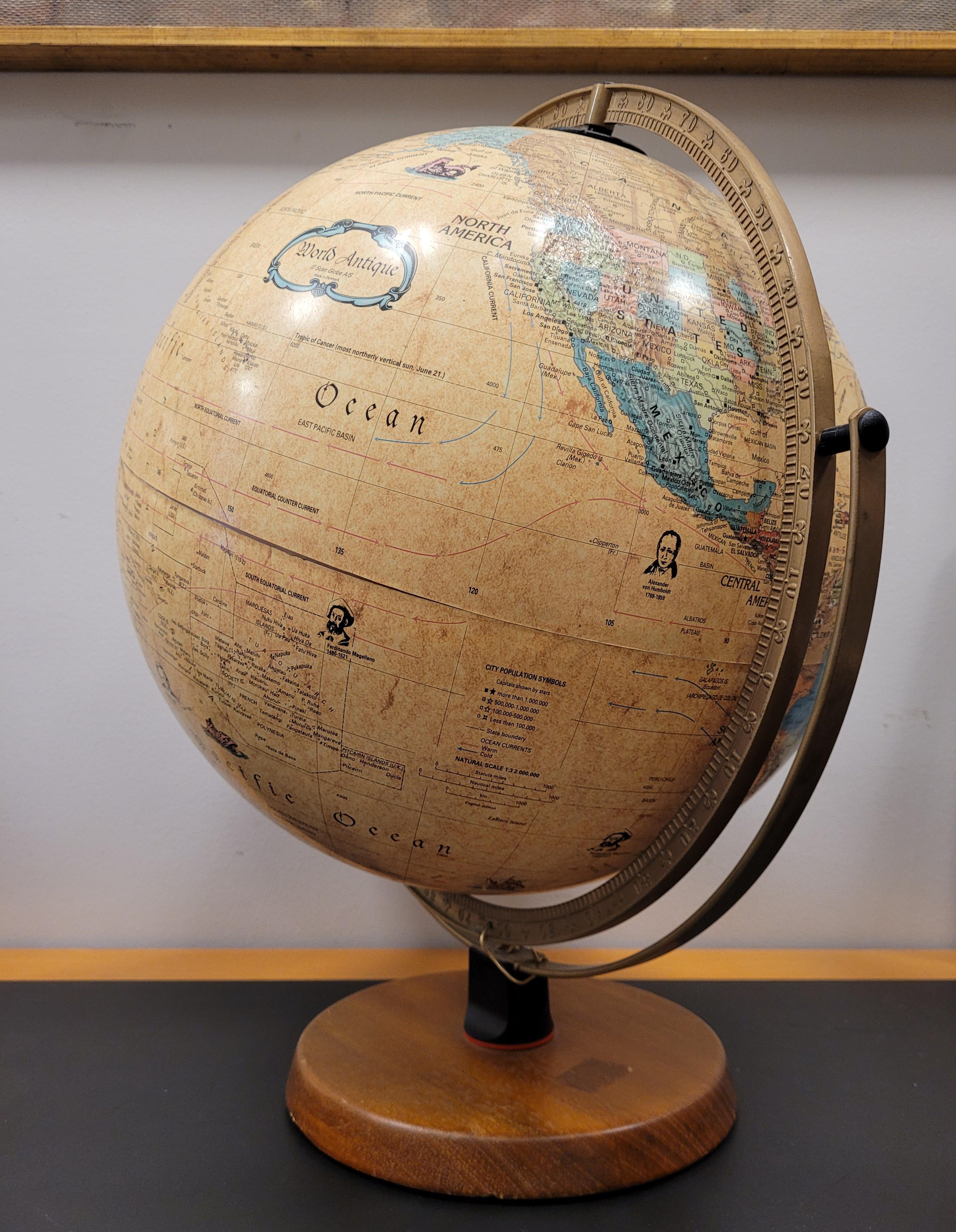 50er Jahre Great Danish  Earth Globe, Holzfuß 16