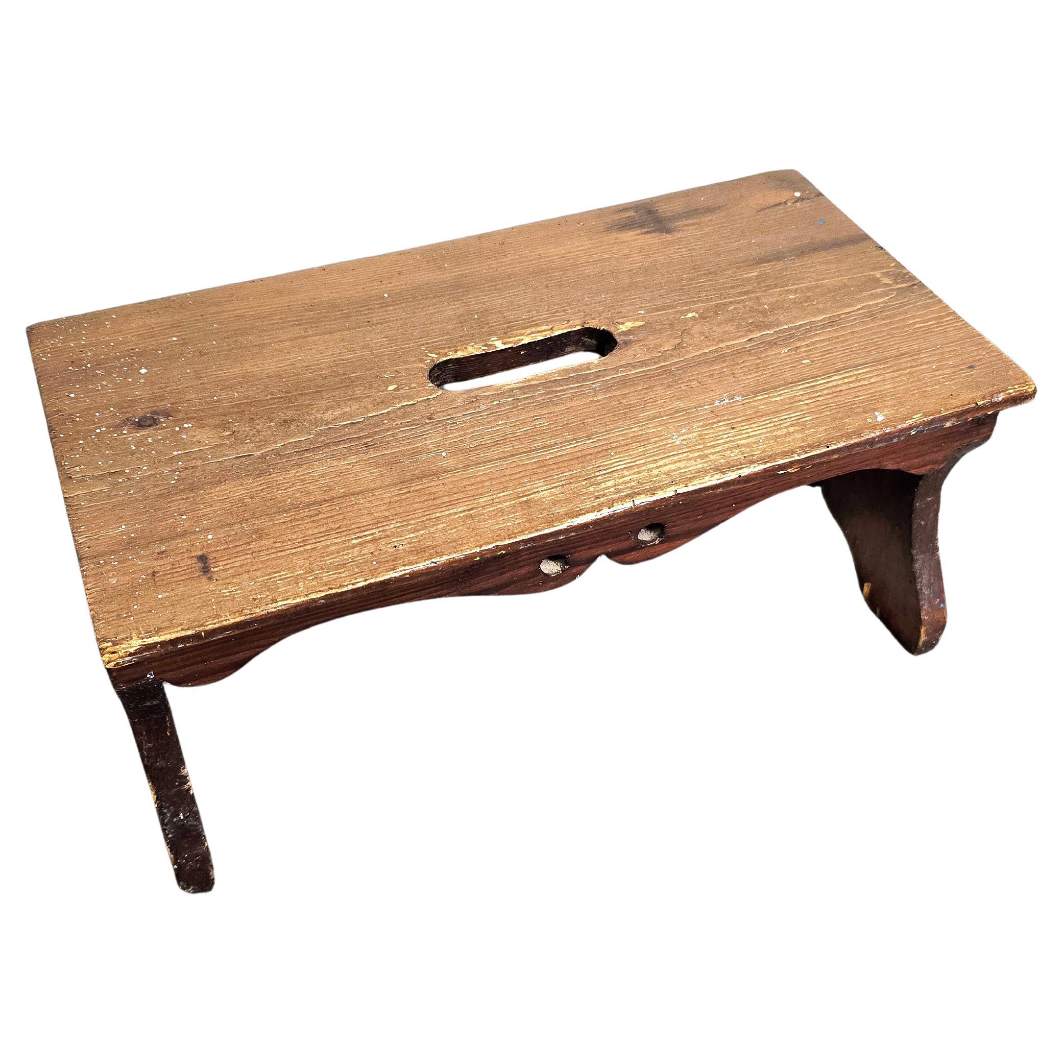 50s Handmade Wooden Footstool For Sale