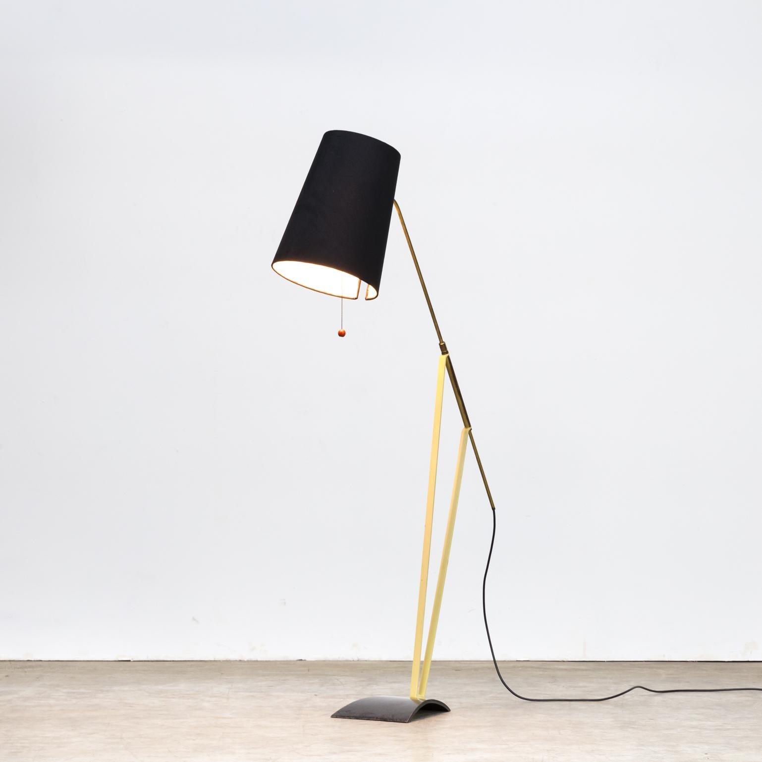 Swedish 1950s Hans Bergström Floor Lamp with Adjustable Fabric Shade for Ateljé Lyktan For Sale