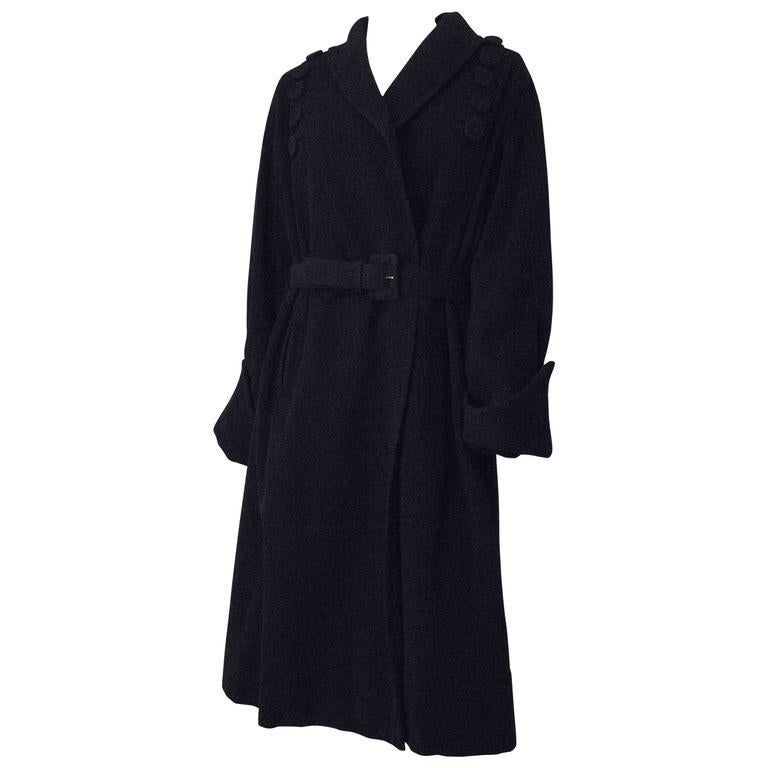Black 50s I Magnin and Co Coat For Sale
