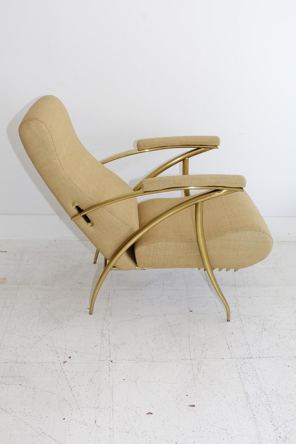 1957 Italian Adjustable Polished Brass Reclining Chair by Alberto Gambetta 5