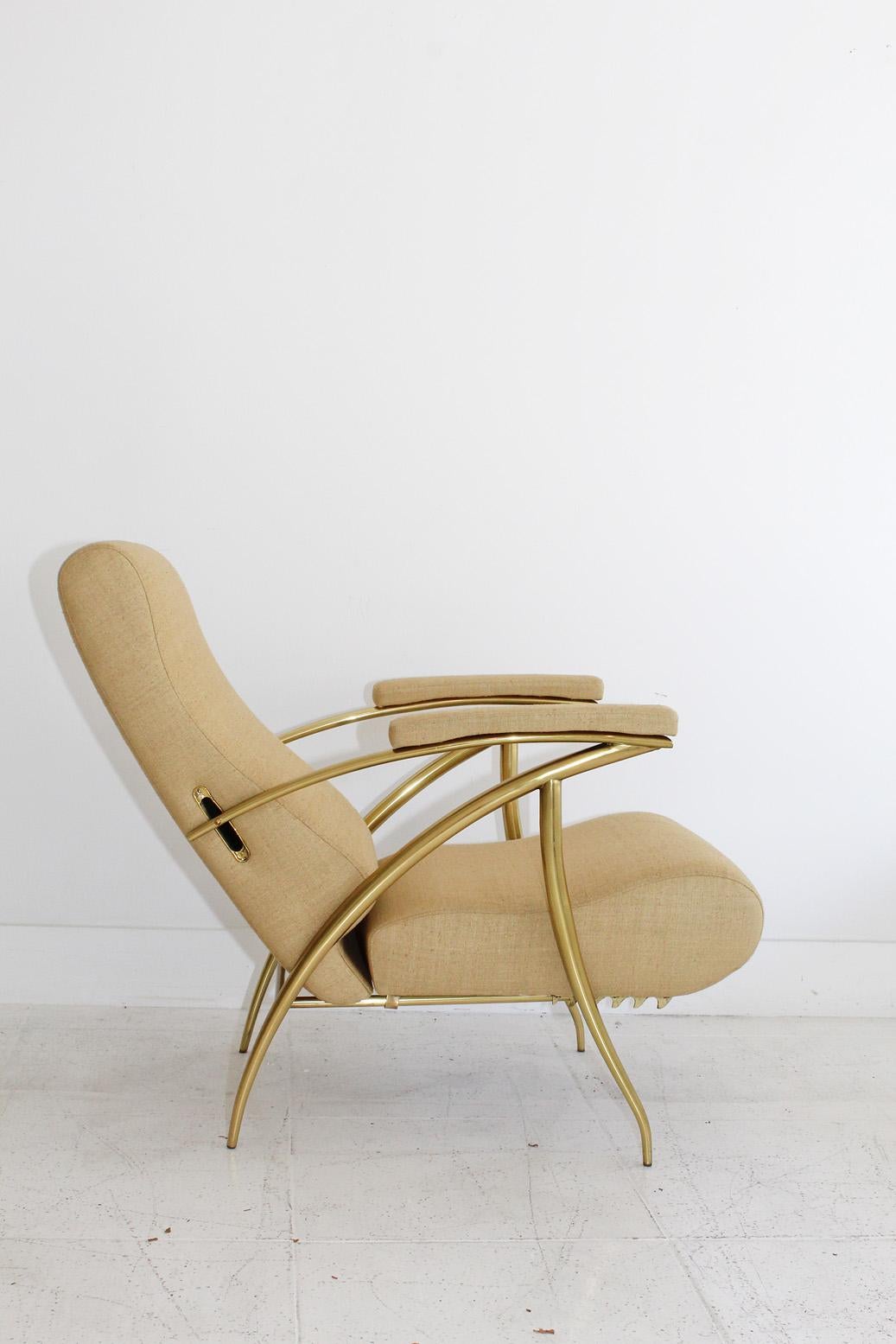 1957 Italian Adjustable Polished Brass Reclining Chair by Alberto Gambetta 6