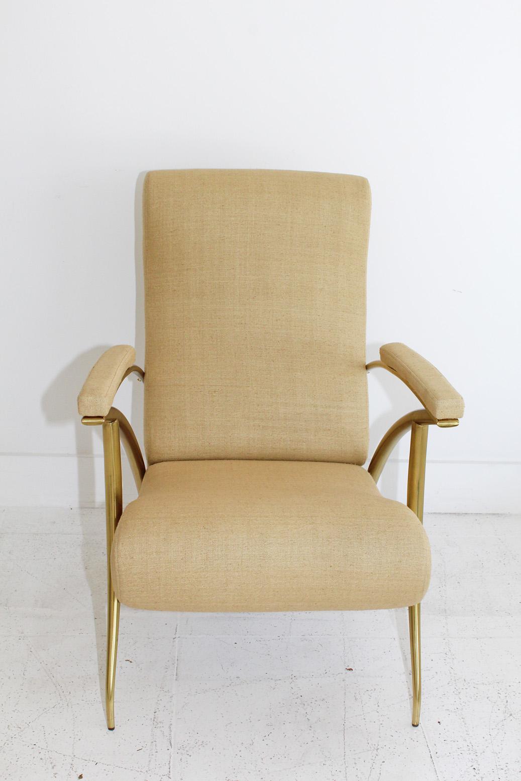 Mid-Century Modern 1957 Italian Adjustable Polished Brass Reclining Chair by Alberto Gambetta