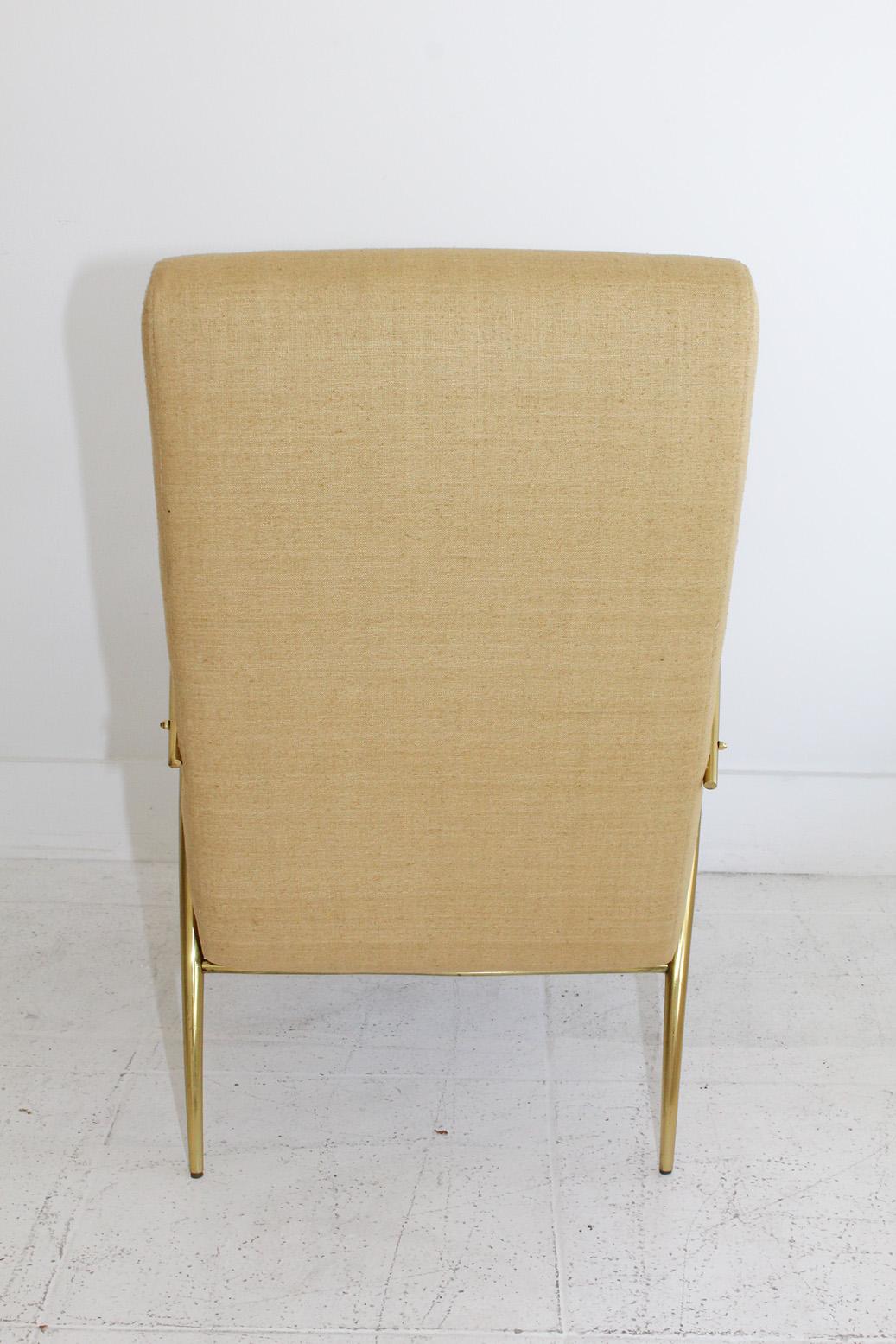 Mid-20th Century 1957 Italian Adjustable Polished Brass Reclining Chair by Alberto Gambetta