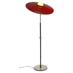 Vintage 50s Italian floor lamp. Adjustable lampshade, brass structure, white marble base