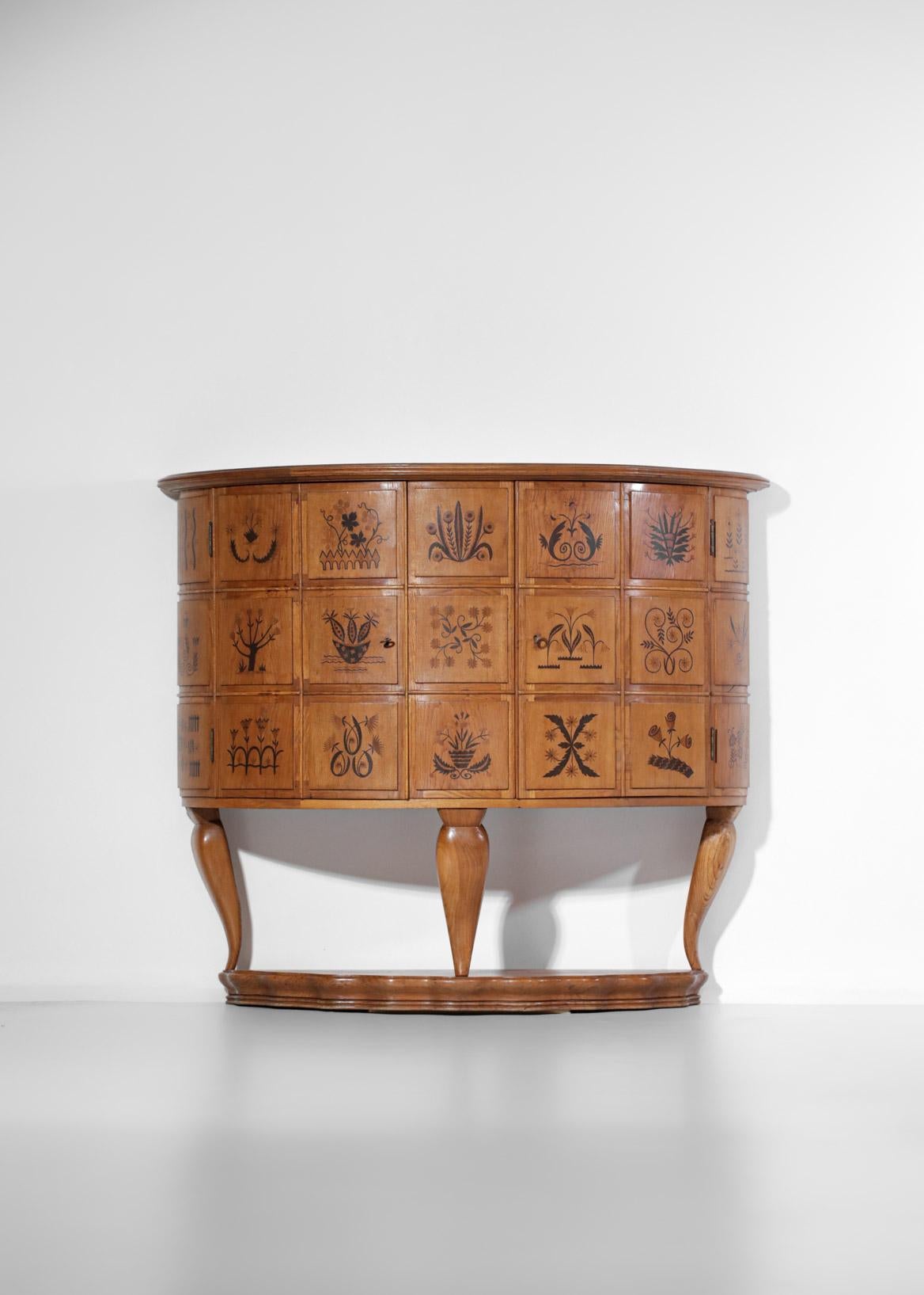 50's Italian Sideboard Design Marquetry & Floral Decoration Gio Ponti F248 6