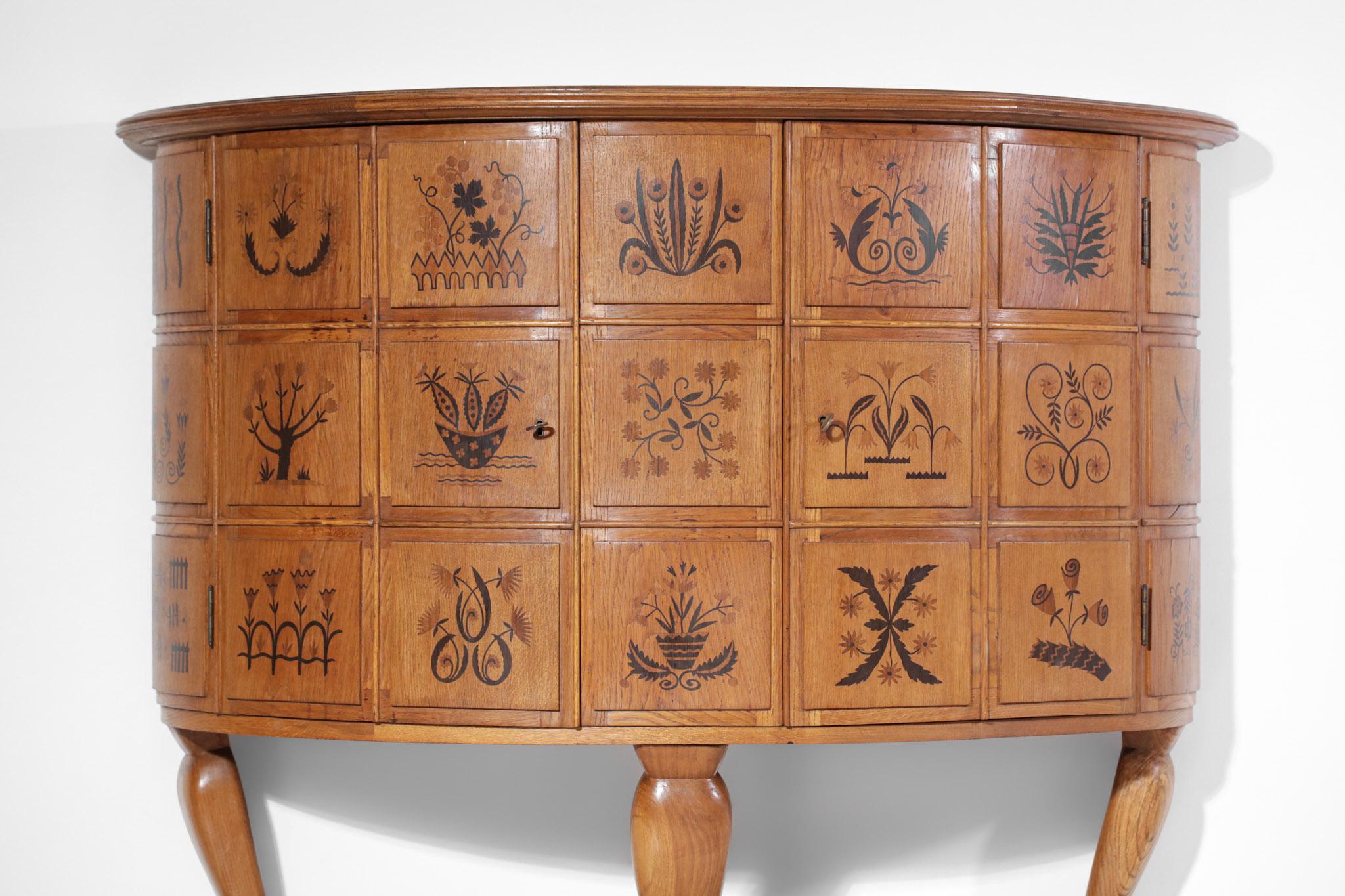 50's Italian Sideboard Design Marquetry & Floral Decoration Gio Ponti F248 8