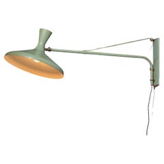 50's italian wall light gallows, green lacquered, solid metal 