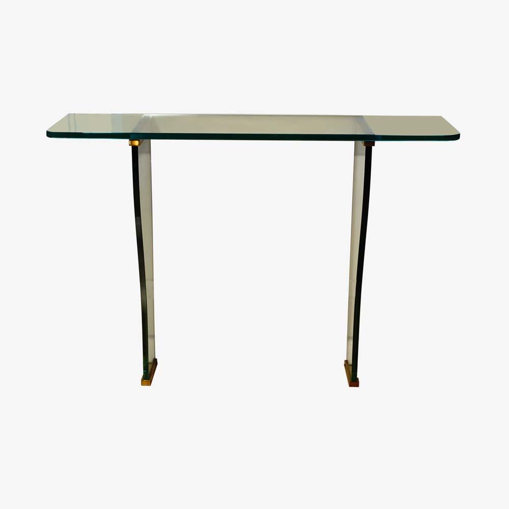 20th Century 1950s Italian Wall Mount Console Table in Glass Design Fontana Arte Attributed