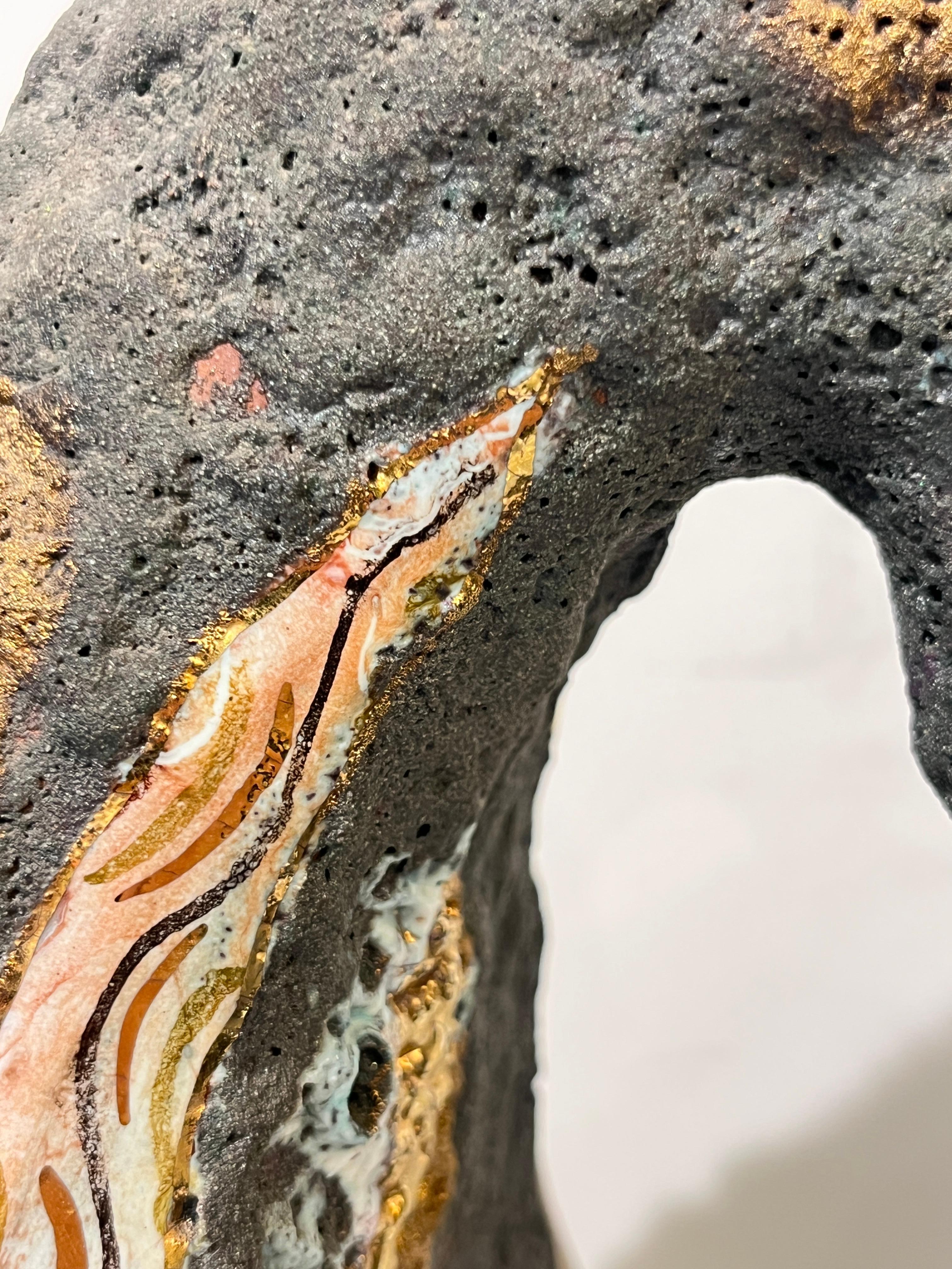Italo Casini anni '50, metà secolo, Brutalista, grigio, oro, moderno, vaso in ceramica, caraffa in vendita 8