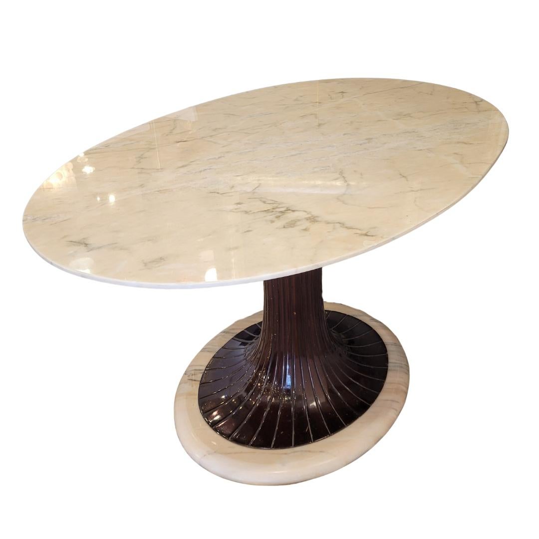 Table Vittorio Dassi Italie blanc rose tendre noir table de salle à manger en marbre Calacatta en vente