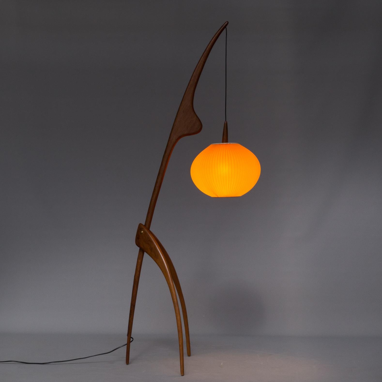 French 1950s Jean Rispal Floor Lamp ‘Praying Mantis’ for Rispal, France For Sale