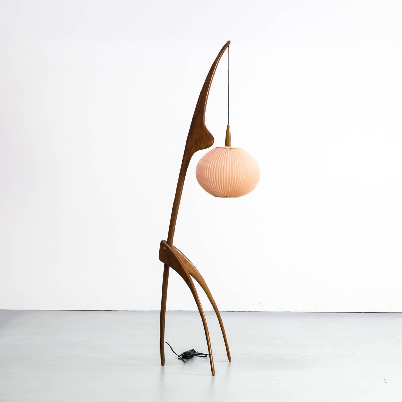 Mid-Century Modern 1950s Jean Rispal Floorlamp ‘Praying Mantis’ for Rispal, France