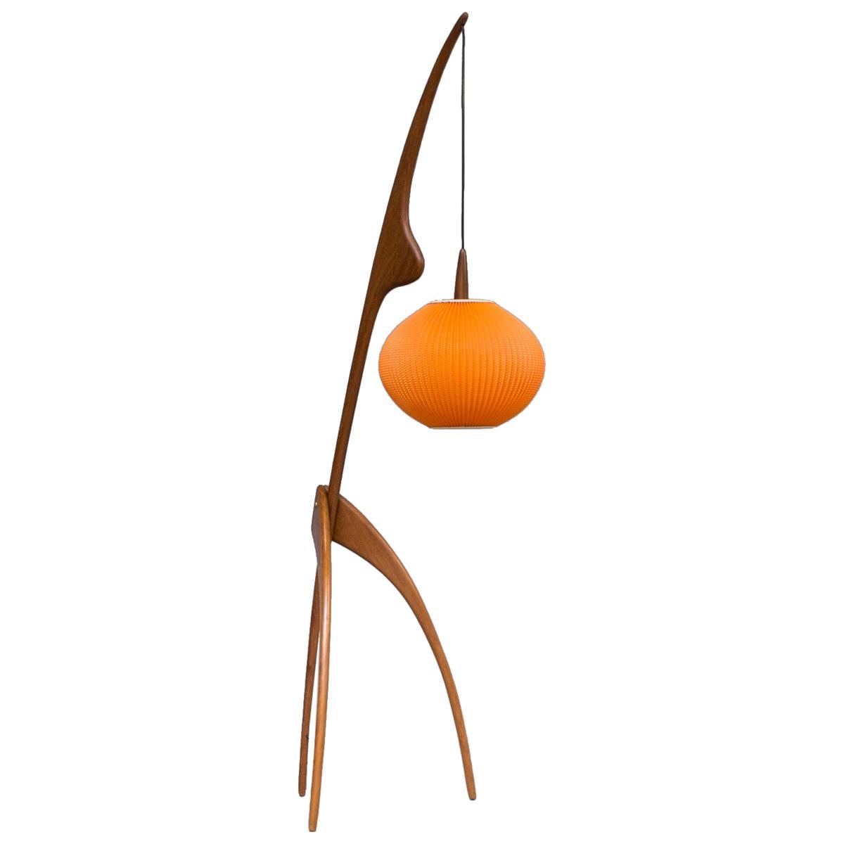 1950s Jean Rispal Floor Lamp ‘Praying Mantis’ for Rispal, France For Sale