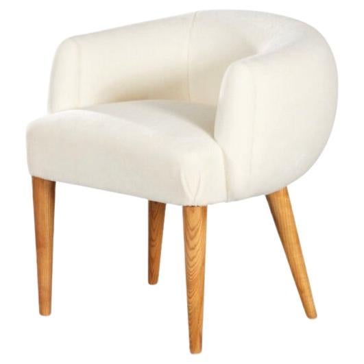 '50s Jean Royère 'Ours Polaire' Armchair in Oak and Velvet Upholstery For Sale