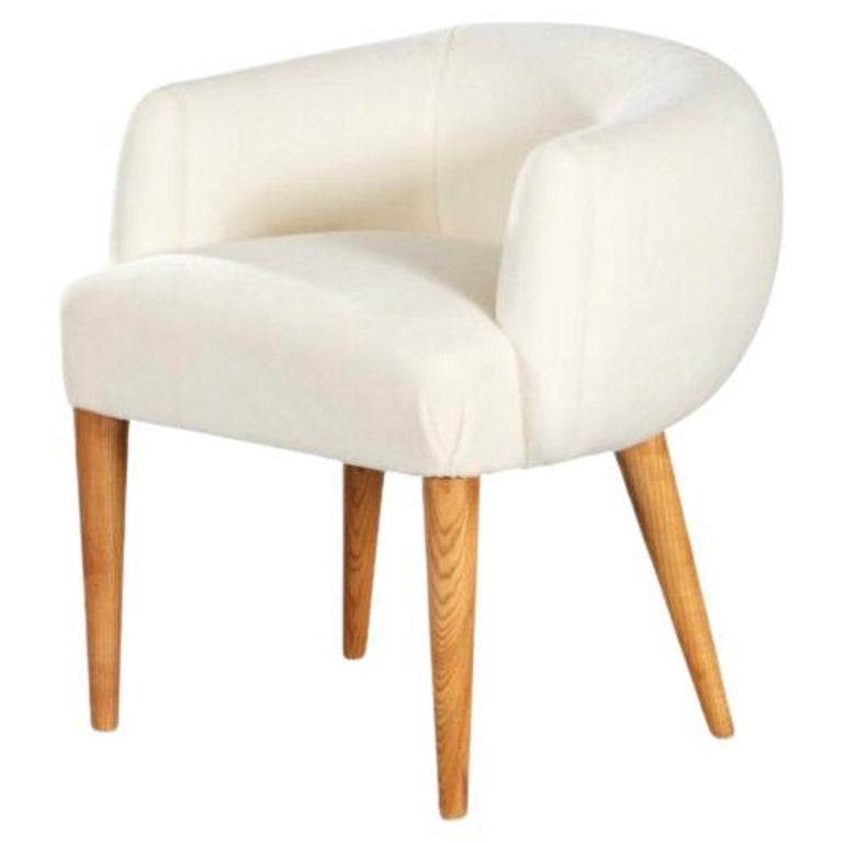 50s Jean Royère ''Ours Polaire'' Armchair in Oak and Velvet Upholstery For  Sale at 1stDibs