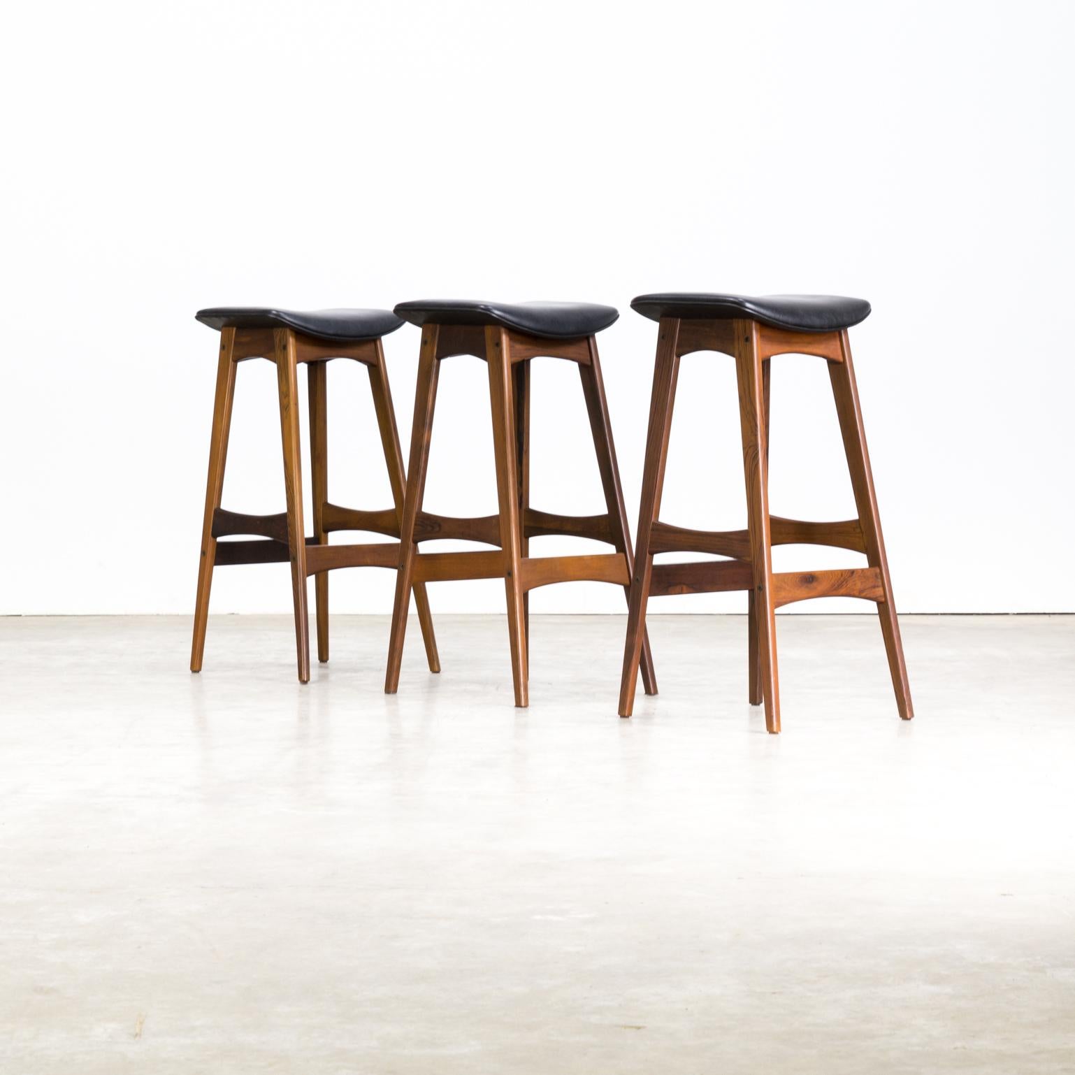 1950s Johannes Andersen bar stools for J. Skaaning & Son & Brdr. Andersen. Good condition consistent with age and use.