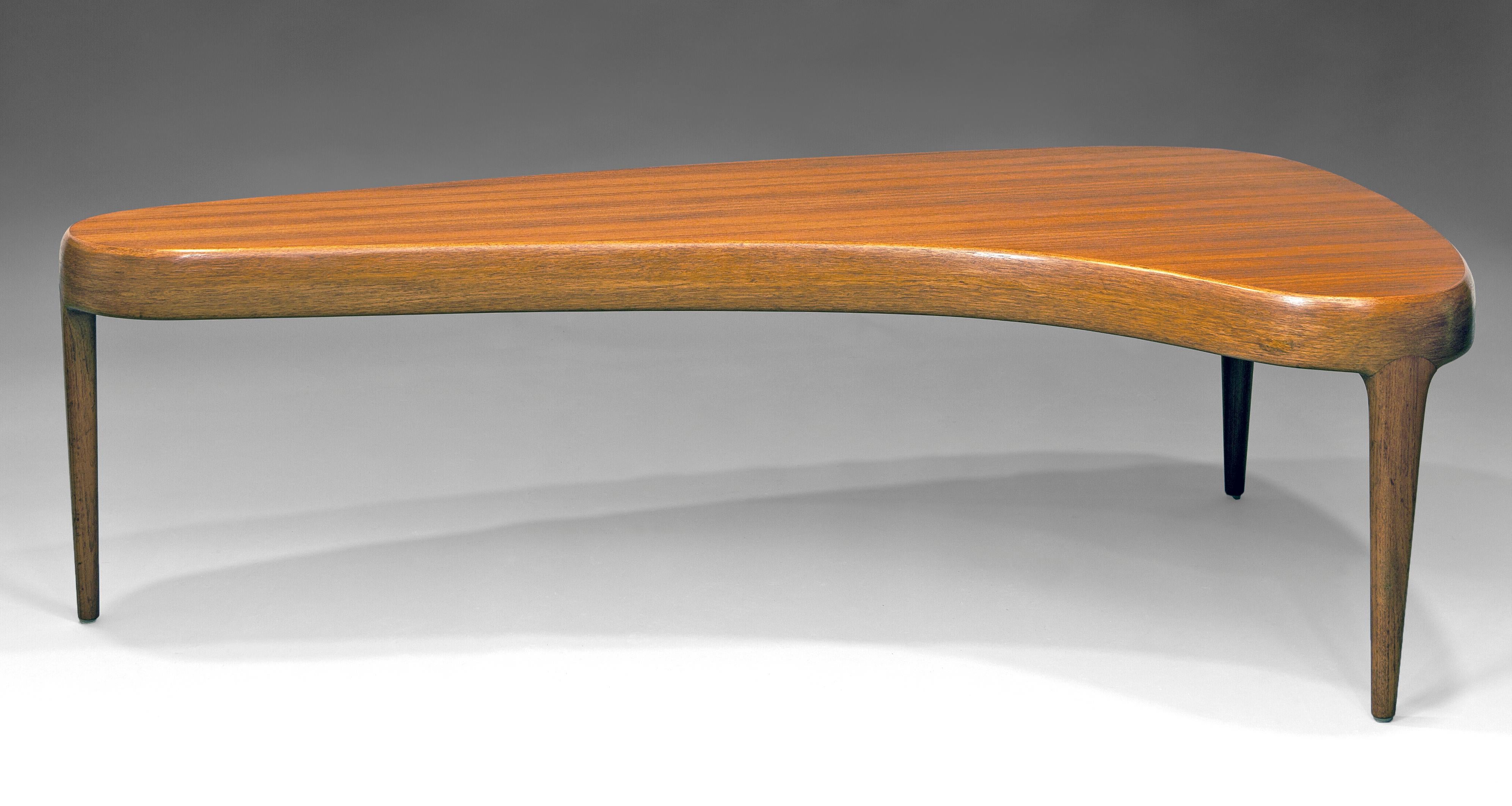 Tavolino da caffè a forma di rene in legno di teak, modello 