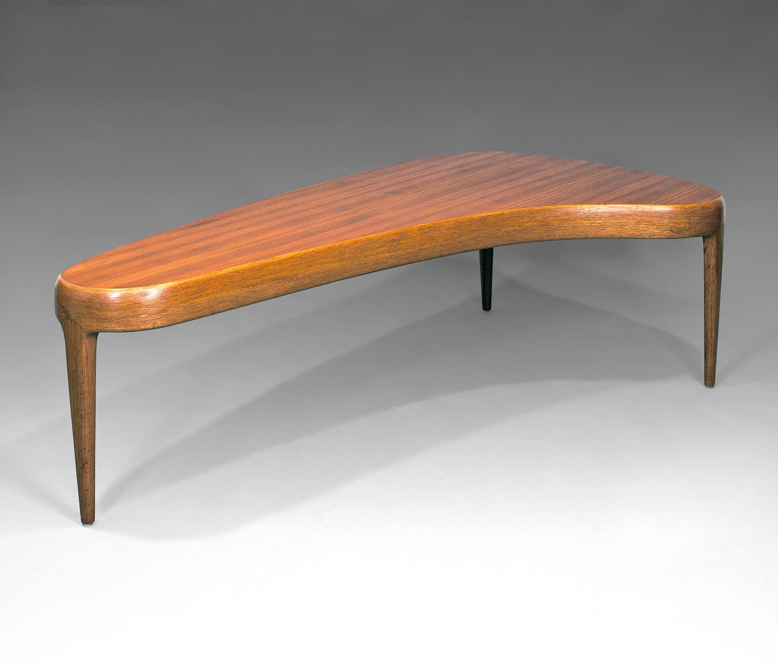 1950s kidney shaped coffee table