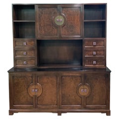 50s John Widdicomb Walnut Credenza with Hutch