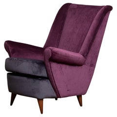 Vintage 50's Lounge / Easy Chair in Magenta by Designed Gio Ponti for ISA Bergamo, Italy