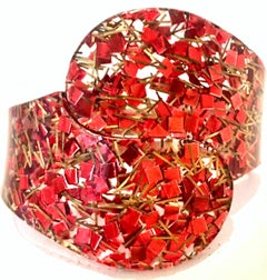 50'S Lucite Gold Fleck Confetti Clamper Cuff Bracelet