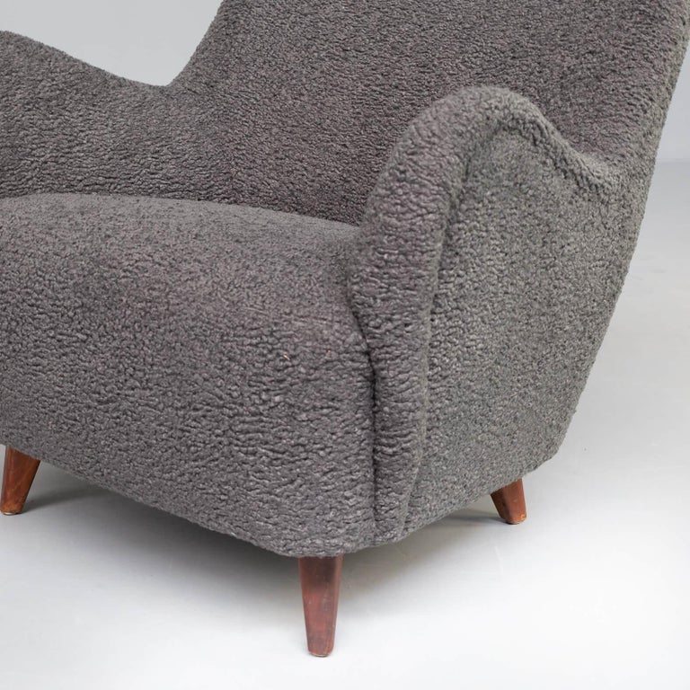 50s Luxury Sheepskin Club Fauteuil with New Teddy Fabric For Sale at 1stDibs