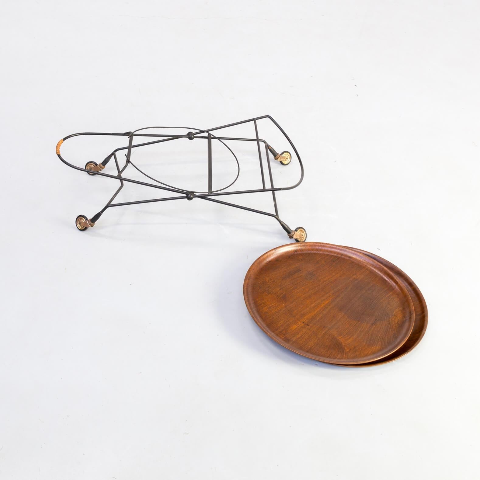 1950s Metal Foldable Serving Trolley / Tray Table for Åry Fanérprodukter Nybro For Sale 4