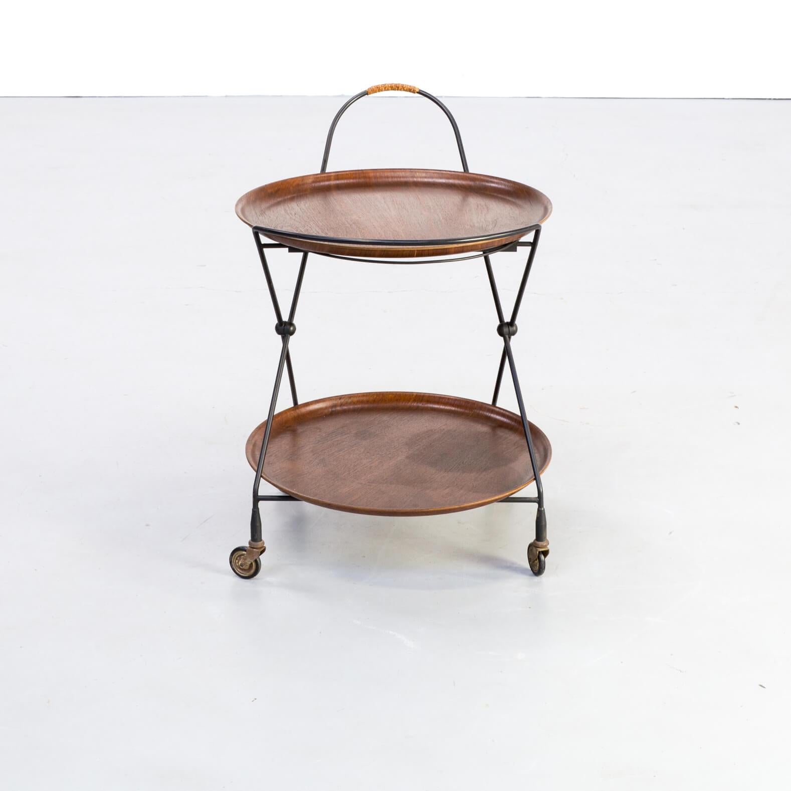 Swedish 1950s Metal Foldable Serving Trolley / Tray Table for Åry Fanérprodukter Nybro For Sale