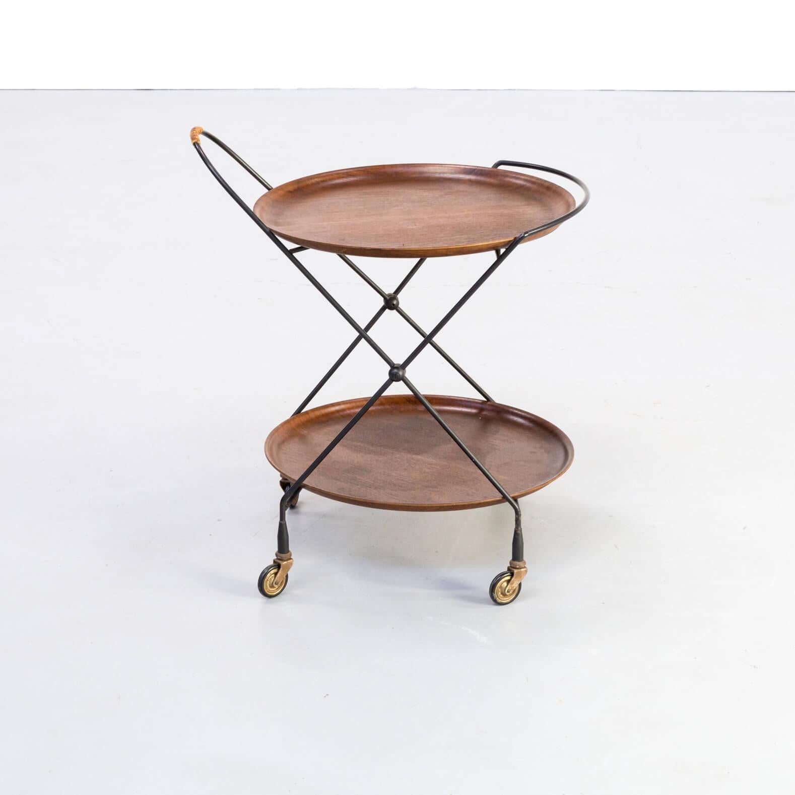 20th Century 1950s Metal Foldable Serving Trolley / Tray Table for Åry Fanérprodukter Nybro For Sale
