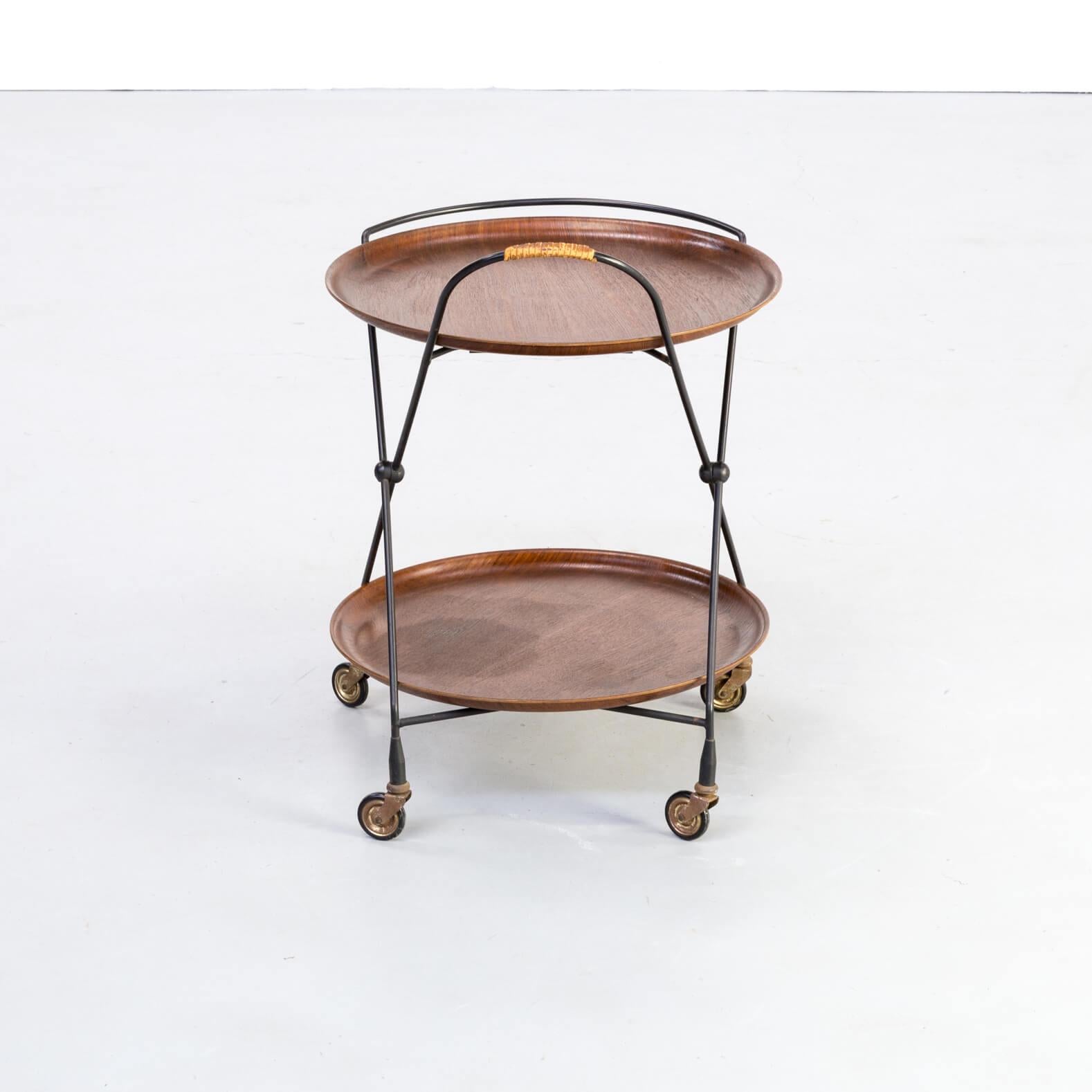 1950s Metal Foldable Serving Trolley / Tray Table for Åry Fanérprodukter Nybro For Sale 1