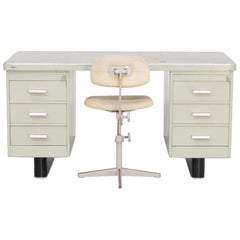 1950s Metal Writing Desk with Chair for Lips