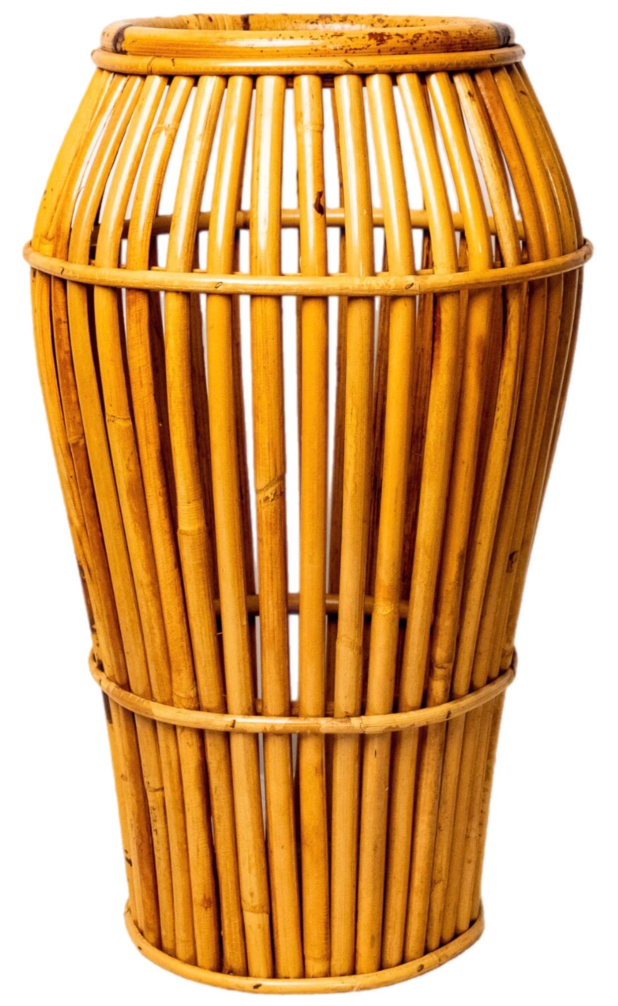 50's Mid Century Modern Bamboo Umbrella Cane Stand Holder Italy In Good Condition For Sale In St.Petersburg, FL