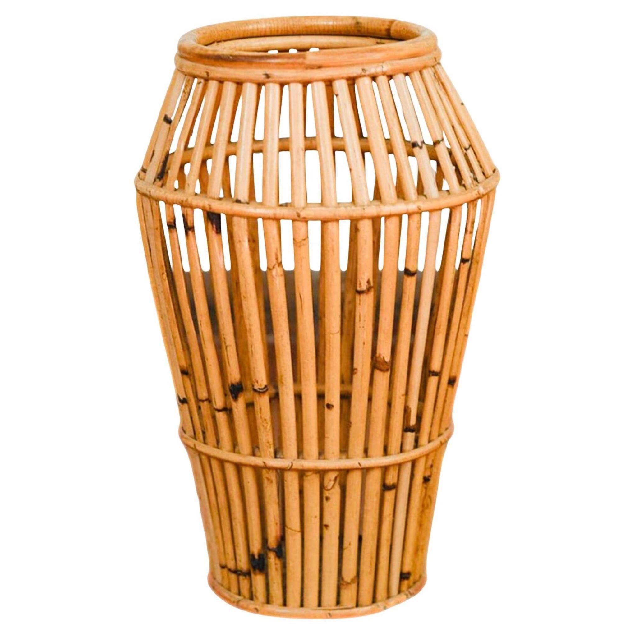 50's Mid Century Modern Bamboo Umbrella Cane Stand Holder Italy