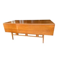50s Mid-Century Modern Pembroke Drop Leaf Walnut Dining Console Table
