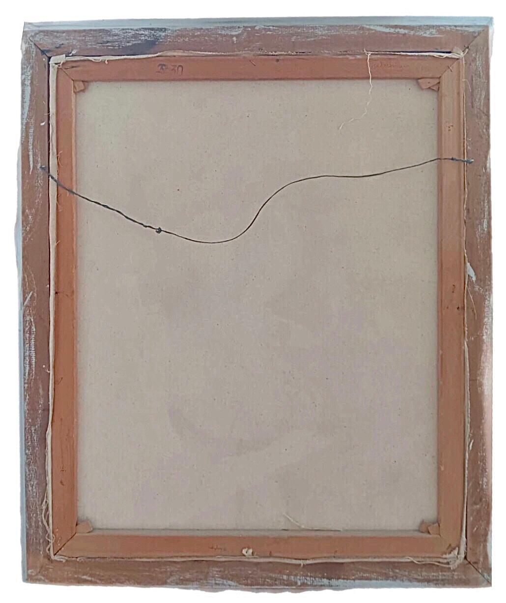 50s Mid Century Modern Tscharfinger Picasso Hommage Mädchen Rosa Kleid Ölgemälde im Angebot 10