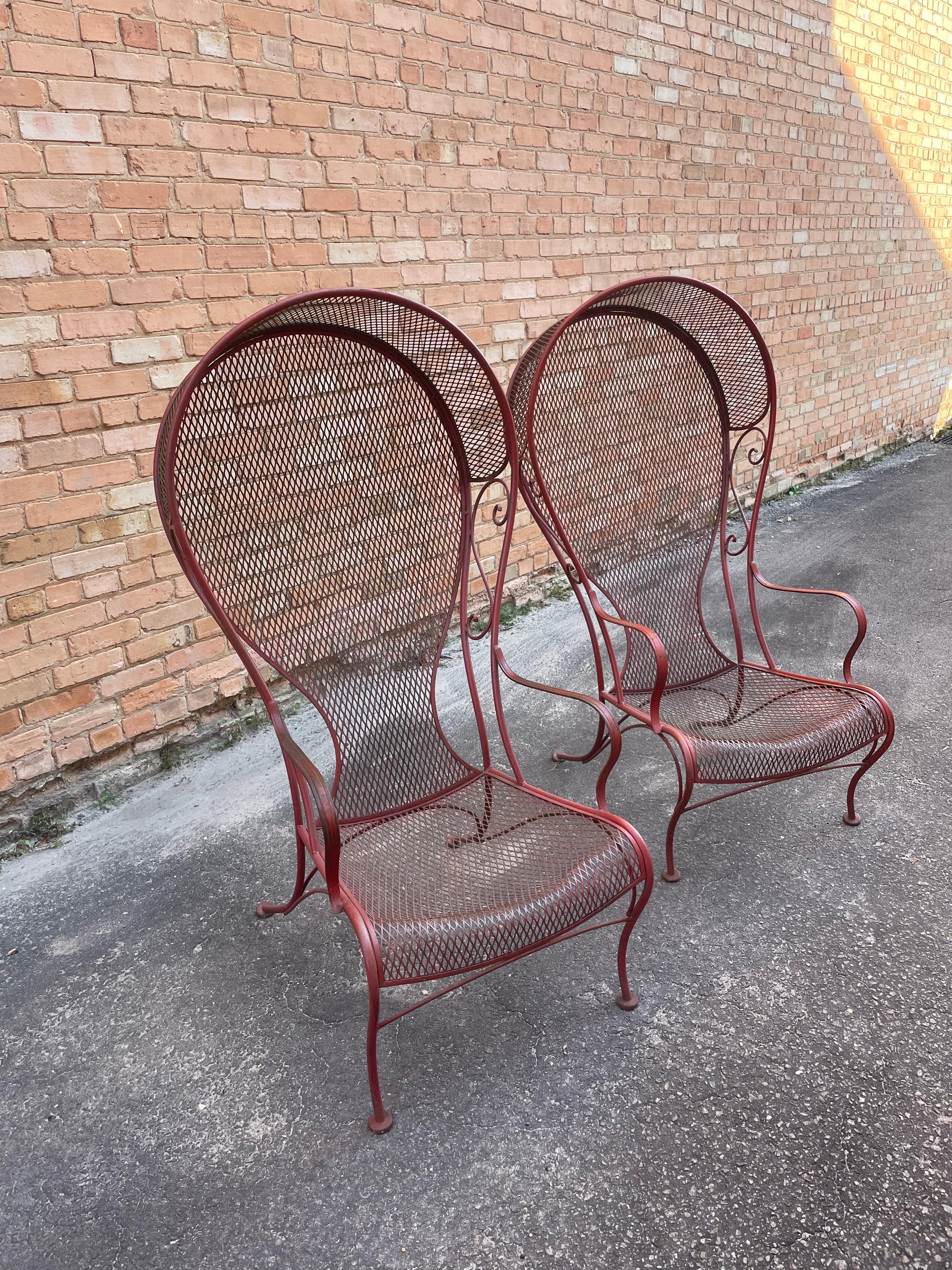 70s Herbert Saiger for Woodard Outdoor Garden Canopy Lounge Chairs, a Pair In Good Condition In Elloree, SC