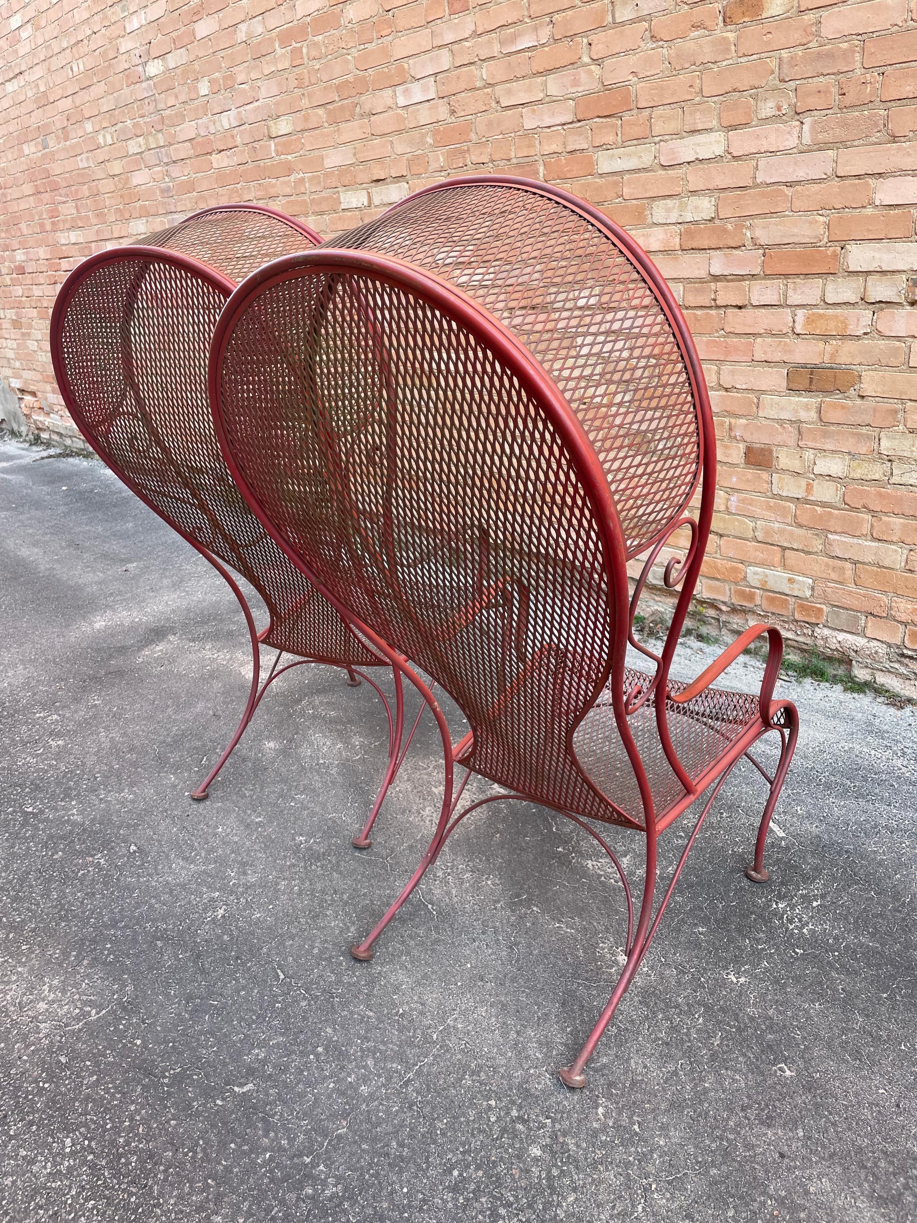 Late 20th Century 70s Herbert Saiger for Woodard Outdoor Garden Canopy Lounge Chairs, a Pair