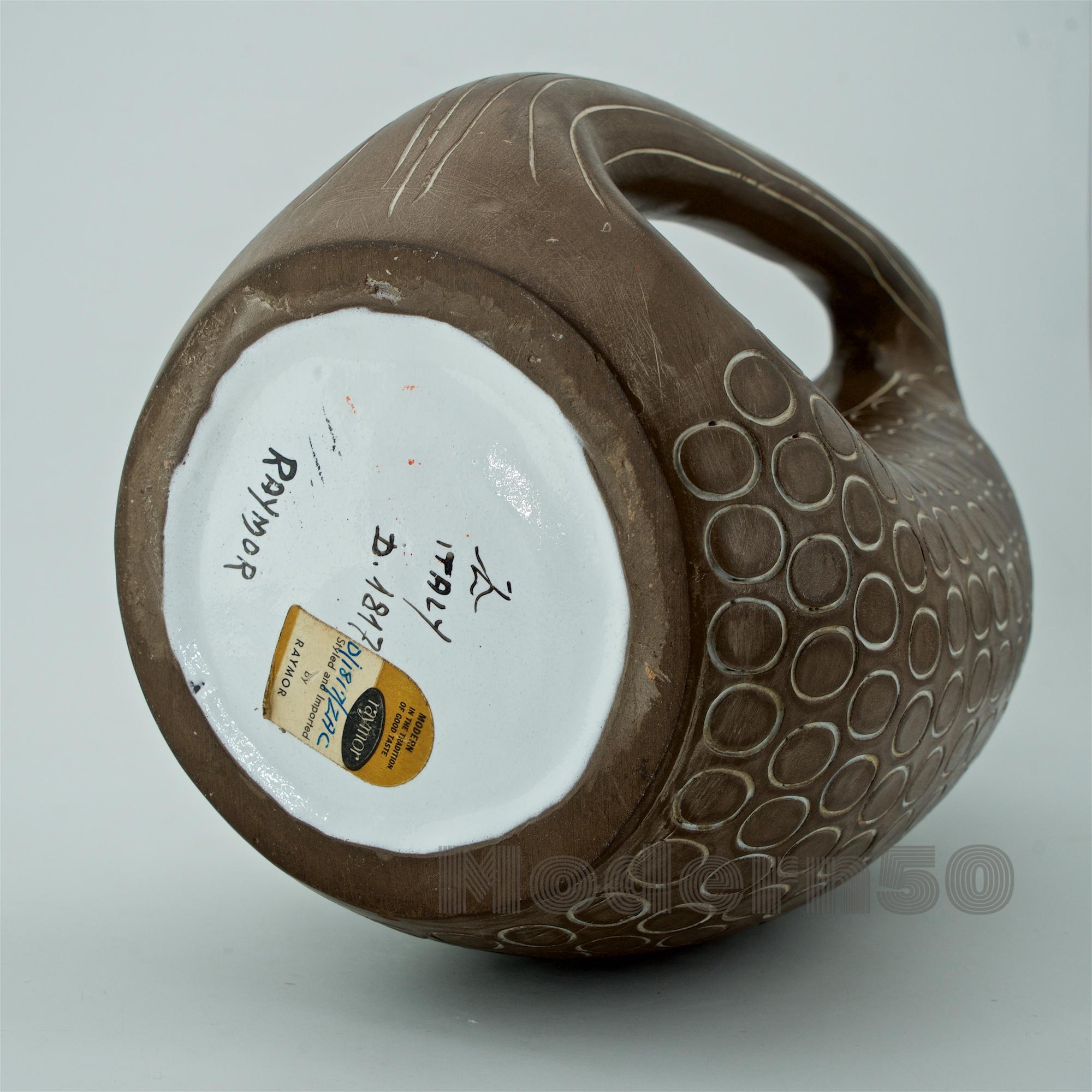 1950er Jahre Mitte des Jahrhunderts Zaccagnini Svedese Keramik Krug Vase Geometrisch Organisch Italien im Angebot 2