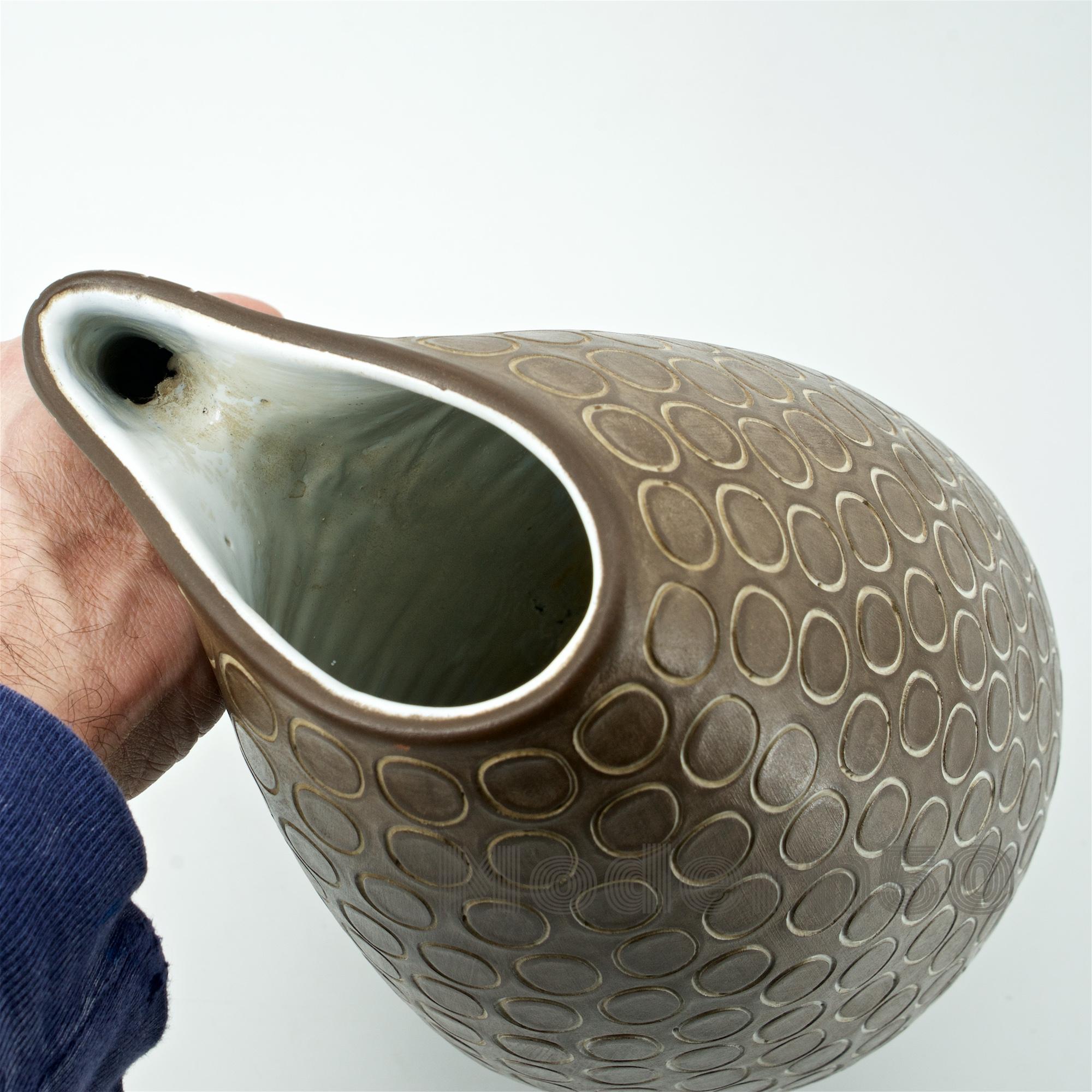 1950er Jahre Mitte des Jahrhunderts Zaccagnini Svedese Keramik Krug Vase Geometrisch Organisch Italien im Angebot 4